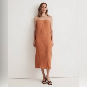 Madewell Sunset Haze The Goldie Dress in Plisse Midi Pleats Adjustable Straps 2
